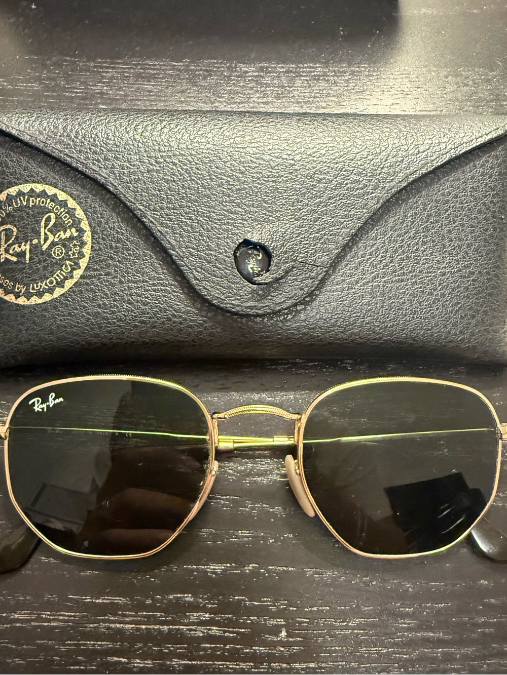 Ray-Ban Gold Frame Black Lens Sunglasses